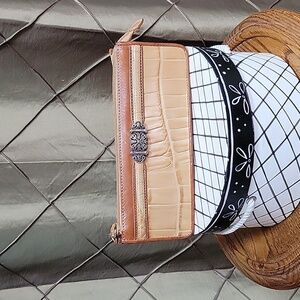 EUC- Brighton Moc Croc Leather Make up Bag